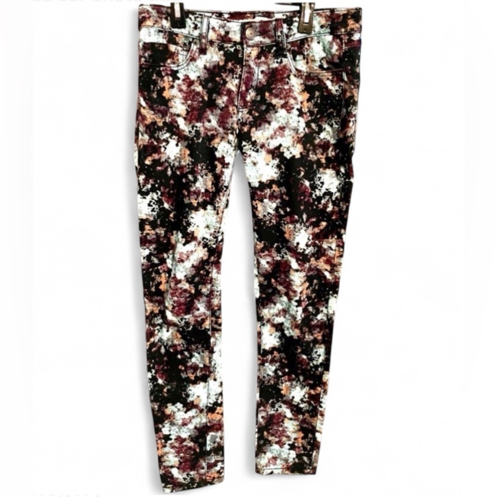 BCBG Generation Brulee Multi BlackSkinny Jeans Size 26 Pants Purple White EUC
